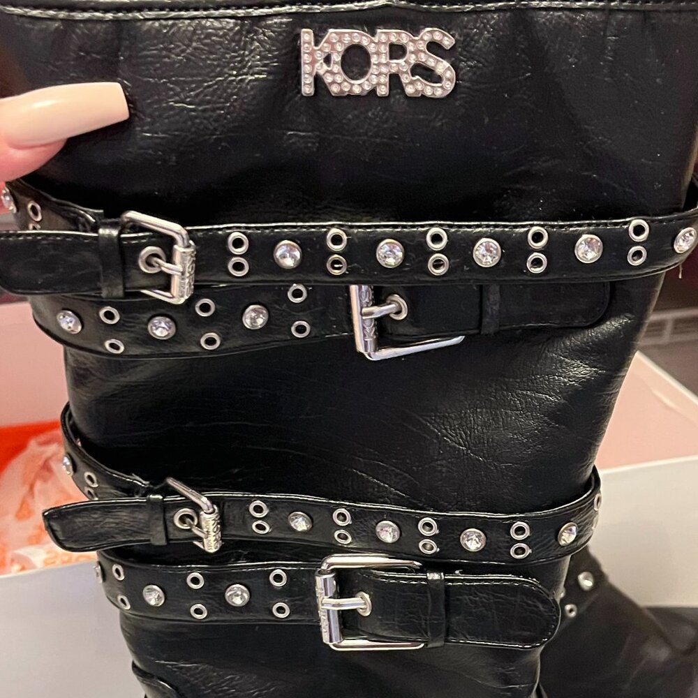 Michael Kors Black Tall Boots with Bling